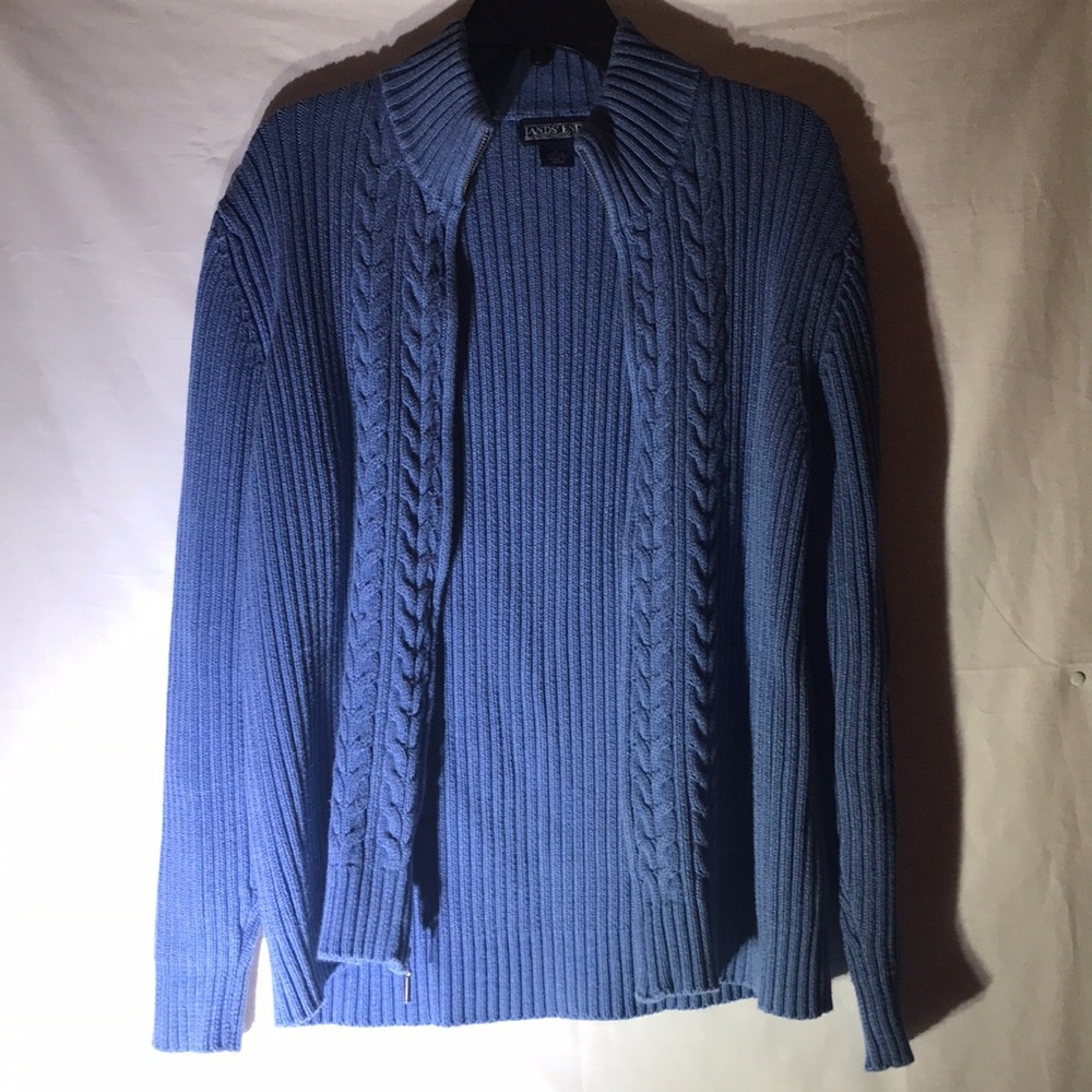 Lands’ End Light Blue Cardigan sweater Large